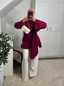 [CRÉATION DUBAÏ] HAUT LONG EN LIN AMĀRIS BORDEAUX