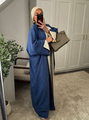 Kimono Diar réversible avec châle Premium - bleu