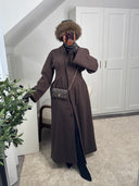 MANTEAU LONG CINTRÉ LISĀN [MARRON]