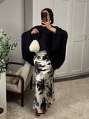 JUPE SATIN À MOTIFS