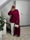 [CRÉATION DUBAÏ] HAUT LONG EN LIN AMĀRIS BORDEAUX