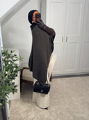 PULL CAPE ASYMÉTRIQUE EN MAILLE MARRON