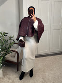 CAPE EN CUIR - BORDEAUX