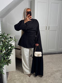 [CRÉATION DUBAÏ] HAUT LONG EN LIN AMĀRIS NOIR