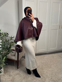 CAPE EN CUIR - BORDEAUX