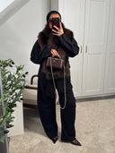 [PREMIUM VEGAN] ÉCHARPE FOURRURE DIĀR BRUN FONCÉ