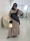 ROBE À DENTELLES MIRAJ TAUPE