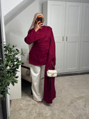 [CRÉATION DUBAÏ] HAUT LONG EN LIN AMĀRIS BORDEAUX