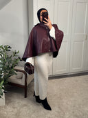 CAPE EN CUIR - BORDEAUX