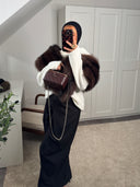 [PREMIUM VEGAN] ÉCHARPE FOURRURE DIĀR BRUN FONCÉ