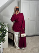 [CRÉATION DUBAÏ] HAUT LONG EN LIN AMĀRIS BORDEAUX