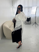 TOP LONG ASYMÉTRIQUE À DENTELLES BLANC