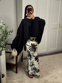 JUPE SATIN À MOTIFS