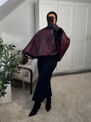 CAPE EN CUIR - BORDEAUX