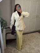 Jupe longue en satin - jaune pastel