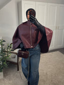 CAPE EN CUIR - BORDEAUX