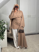 [CRÉATION DUBAÏ] HAUT LONG EN LIN AMĀRIS BEIGE FONCÉ