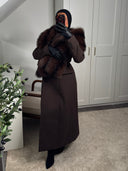 [PREMIUM VEGAN] ÉCHARPE FOURRURE DIĀR BRUN FONCÉ