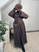 MANTEAU LONG CINTRÉ LISĀN [MARRON]