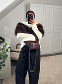 [PREMIUM VEGAN] ÉCHARPE FOURRURE DIĀR BRUN FONCÉ