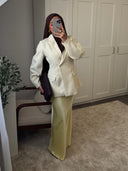 Jupe longue en satin - jaune pastel