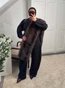 [PREMIUM VEGAN] ÉCHARPE FOURRURE DIĀR BRUN FONCÉ